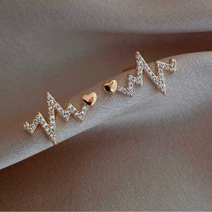💰2/$12💰NEW•Gold Plated CZ ECG w/heart post earrings